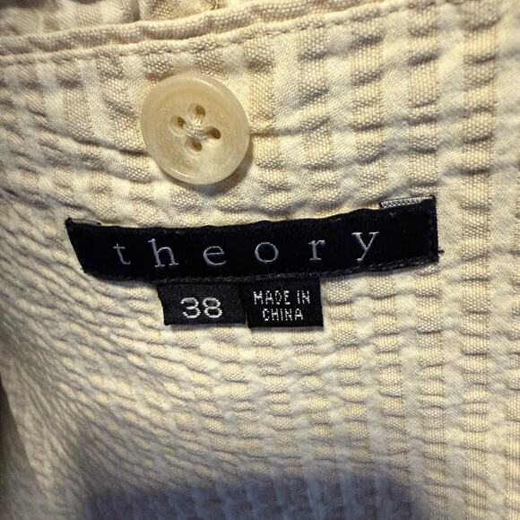 Theory Cream& white Suit-jacket & pants Coat with Seersucker Texture - Picture 6 of 7